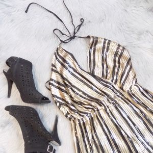 Halter Backless Sequined Romper